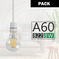 A60 B22 8W Pack Bayonet Style LED Retro Vintage Cool White Bulbs~3008