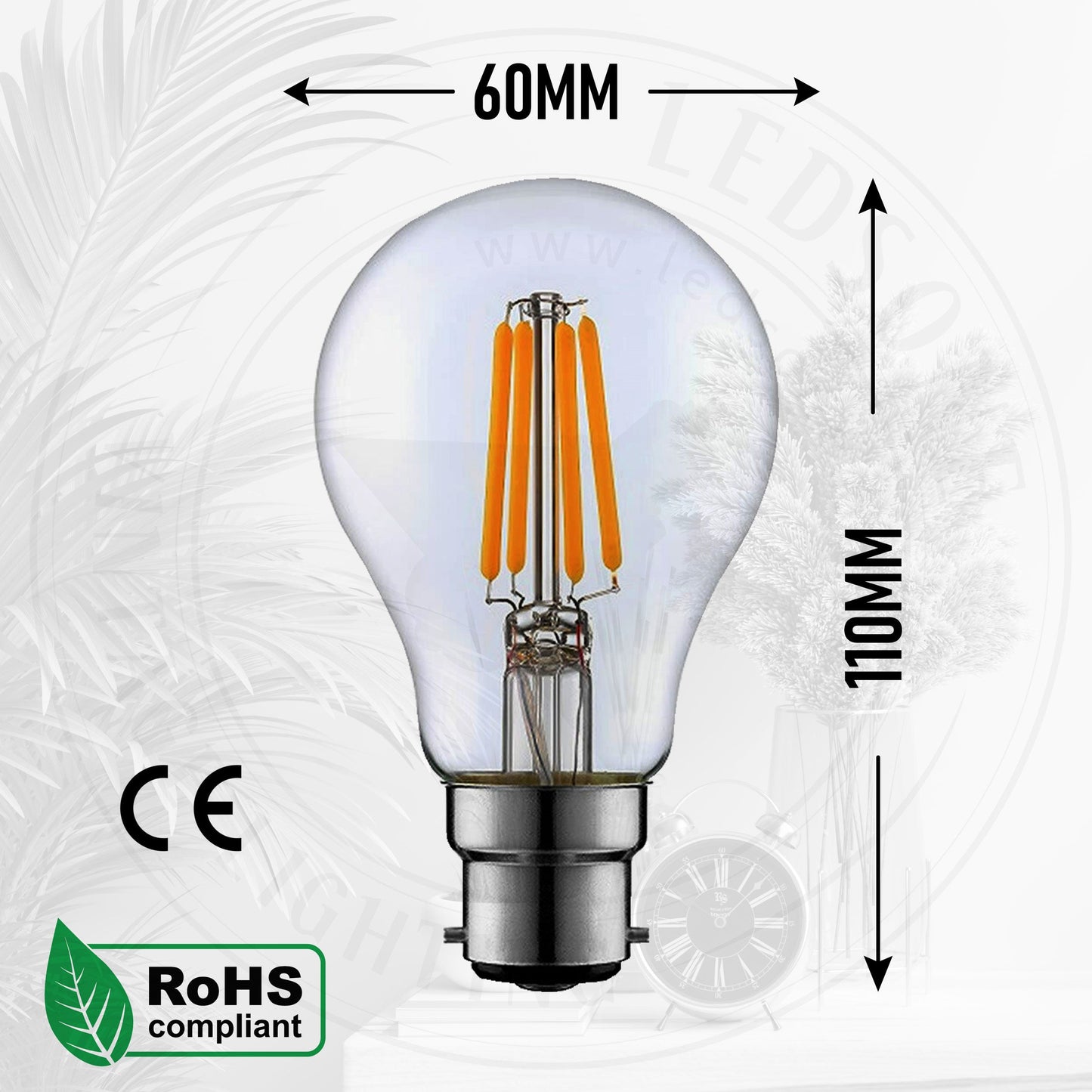 A60 B22 4W Dimmable Light Bulb Vintage Filament Classic LED~3006