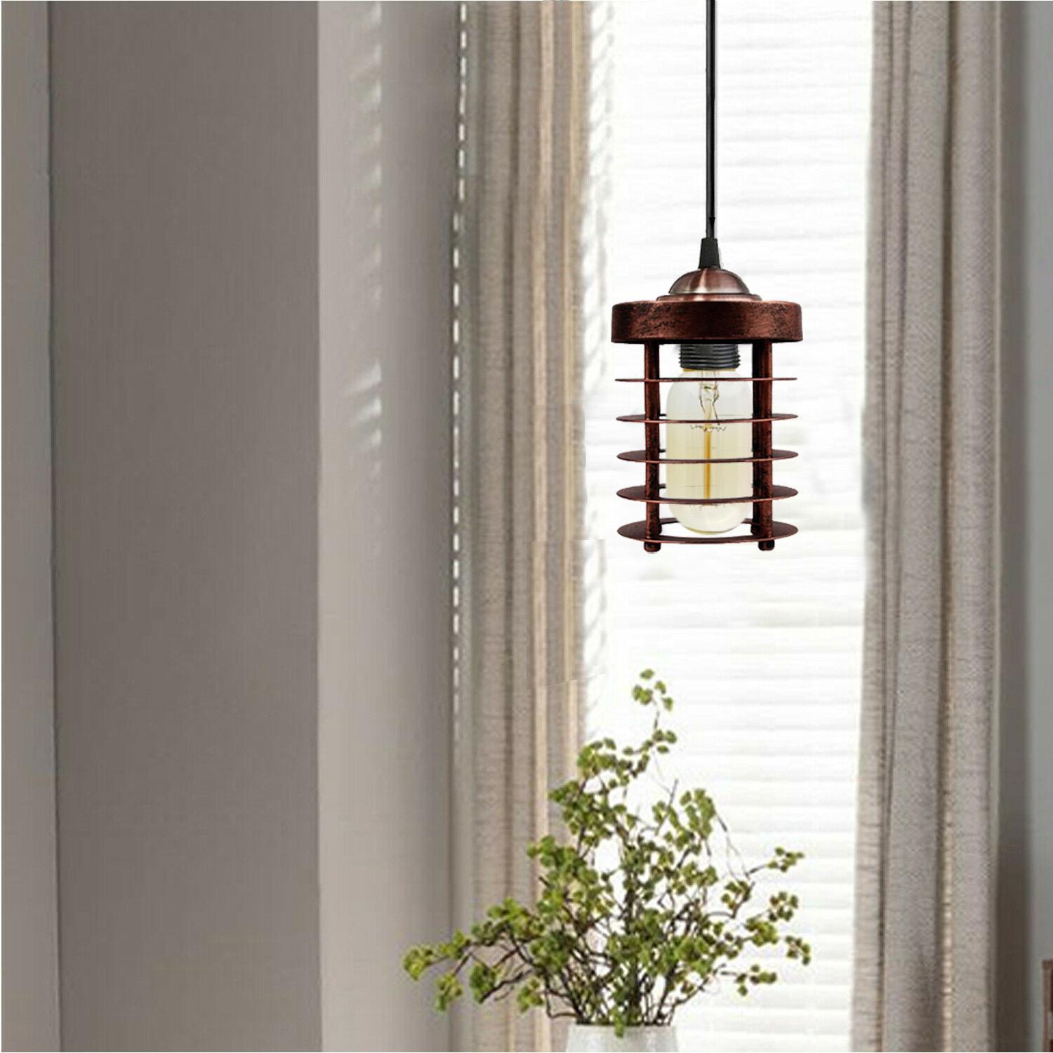Industrial Vintage Mini Spiral Cage Hanging Pendant Light -Application Image