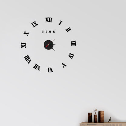 Modern Frameless 3D Sticker Roman Numerals Wall Clock ~3650