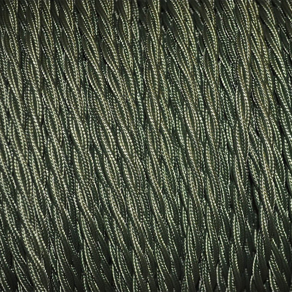 Vintage Army Green Fabric 2 Core Twisted Italian Braided Cable 0.75mm - Vintagelite