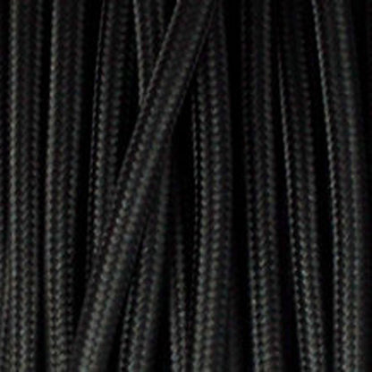 Vintage Black Fabric 3 Core Round Italian Braided Cable 0.75mm - Vintagelite