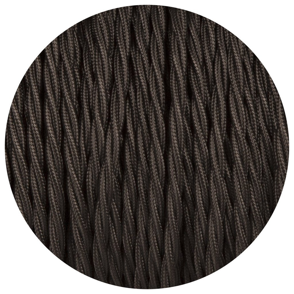 Black Twisted Vintage fabric Cable Flex0.75mm 3 Core - Vintagelite