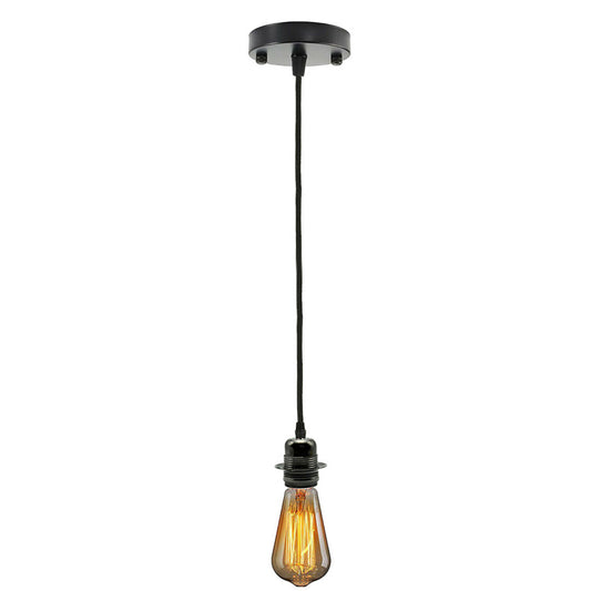 Black Ceiling Rose Fabric Flex Hanging Pendant Light Lamp Holder Fitting Lighting Kit - Vintagelite