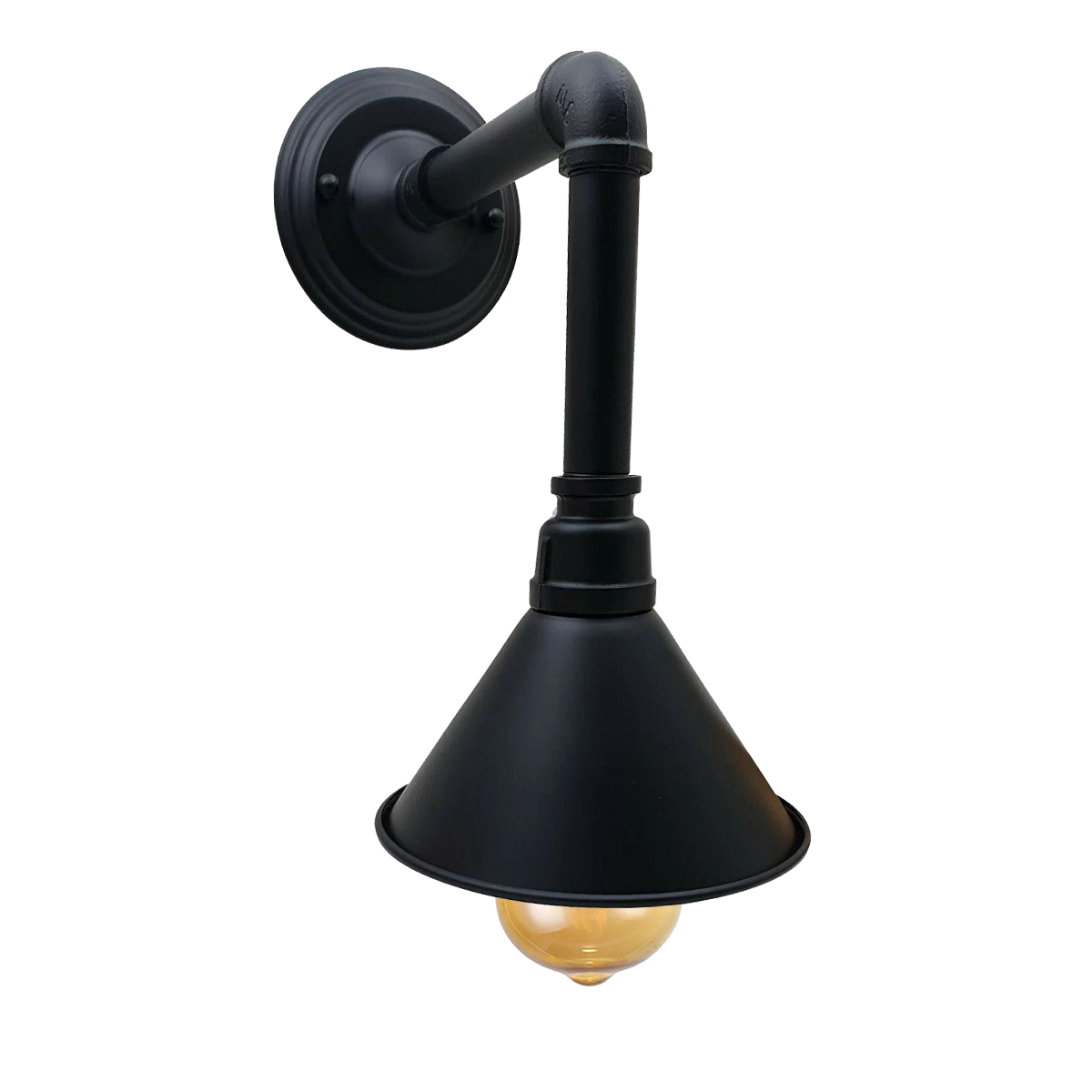 Vintage Cone-Shaped Pipe Wall Sconce Metal Shades Retro Pipe Lamp
