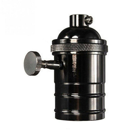 Black E27 Screw Vintage Switch Bulb Holder Industrial Antique Retro Edison Lamp Light - Vintagelite
