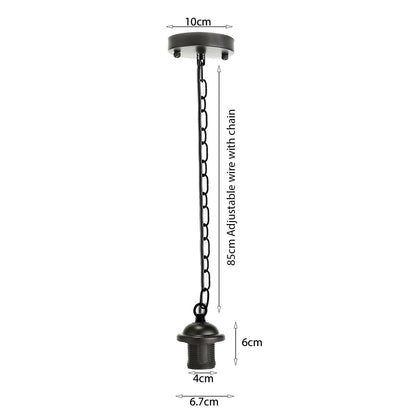 Black Metal Ceiling Rose & Chain Pendant Light Chandelier E27 Lamp Holder Pendant Light With Chain~1927