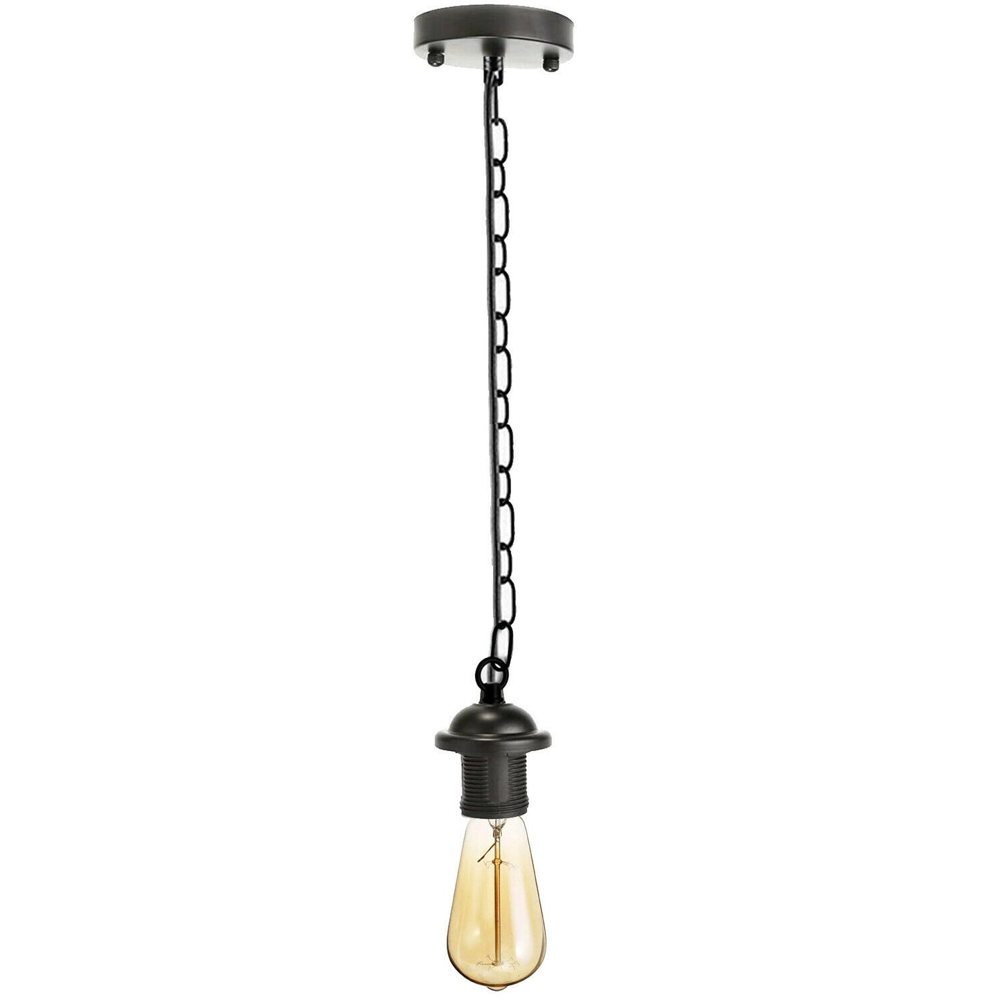 Black Metal Ceiling Rose & Chain Pendant Light Chandelier E27 Lamp Holder Pendant Light With Chain~1927