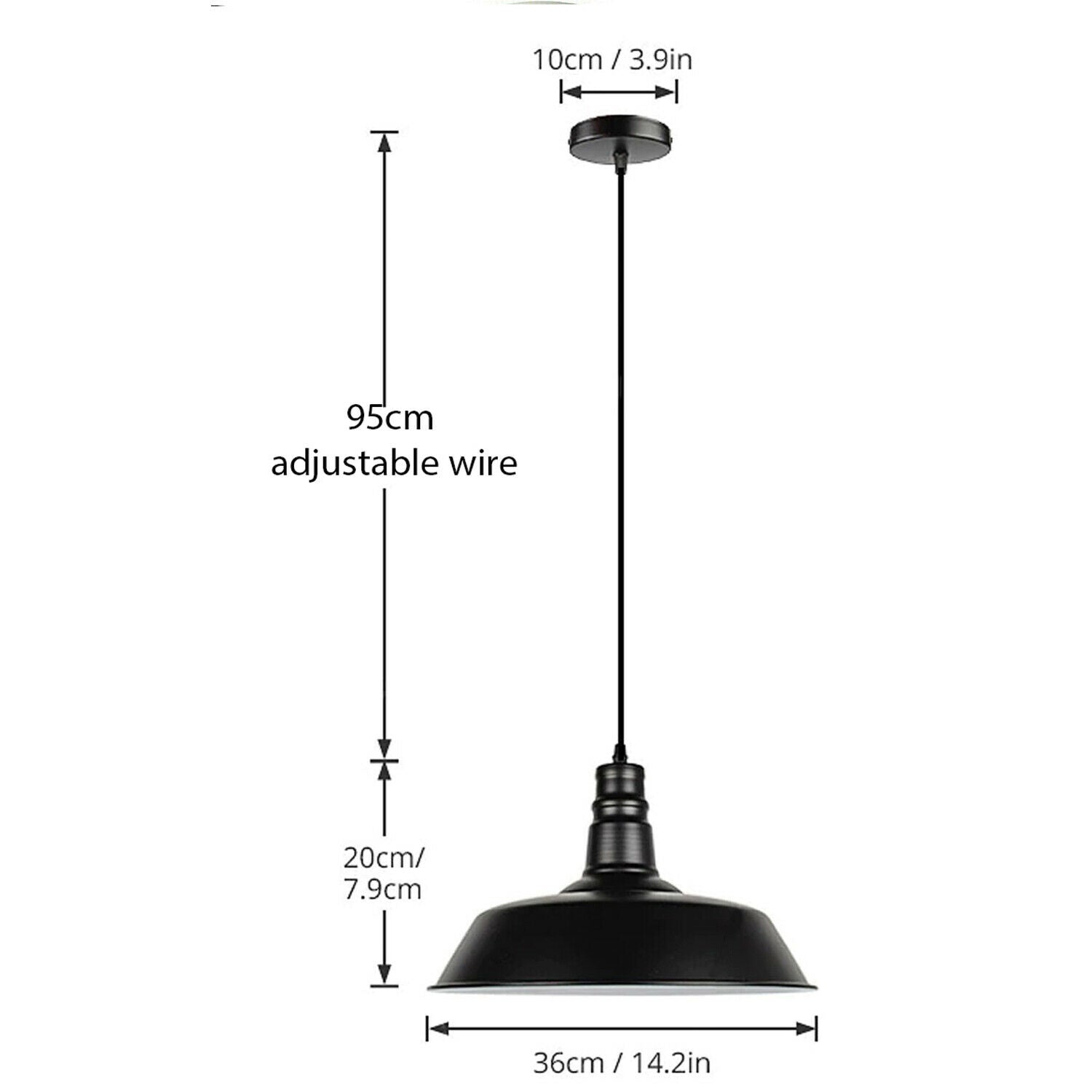 Black Modern Metal Plated Lampshade Ceiling Pendant Lighting-Size Image
