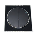 Black Round 2 Gang Screwless Flat plate Wall light switches - Vintagelite