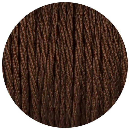 Brown Twisted Vintage fabric Cable Flex0.75mm 2 Core - Vintagelite
