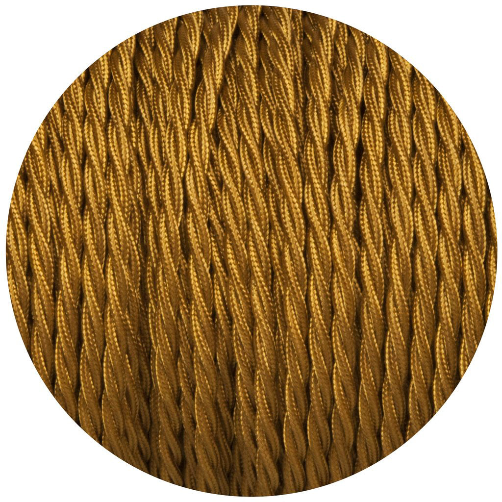 Gold Twisted Vintage fabric Cable Flex0.75mm 3 Core - Vintagelite