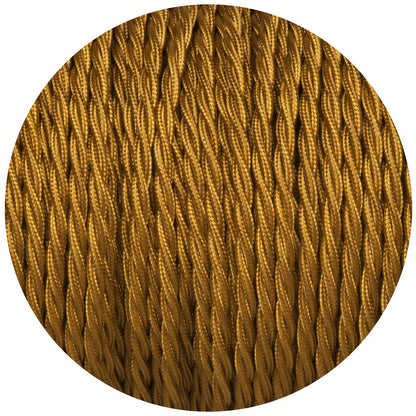 Gold Twisted Vintage fabric Cable Flex0.75mm 2 Core - Vintagelite