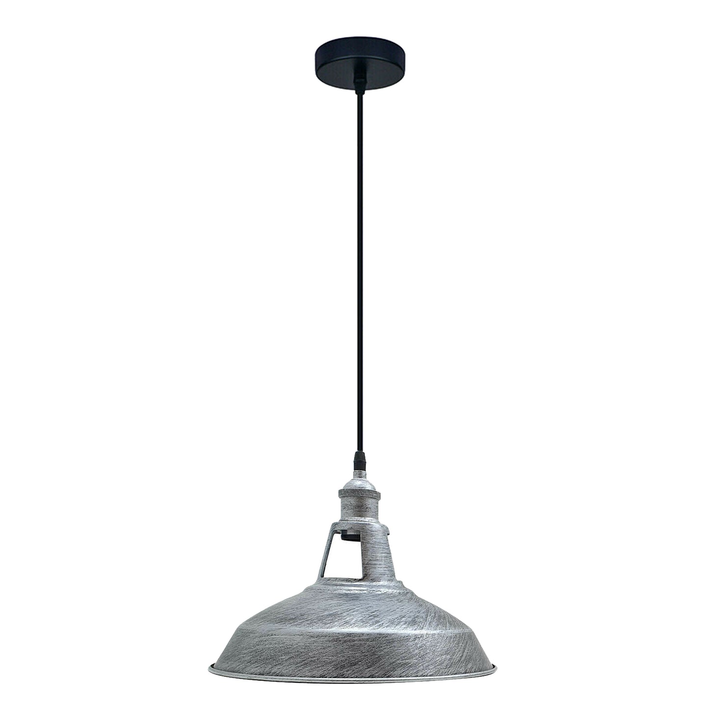 Brushed Silver Industrial Barn Slotted Pendant Hanging Lighting