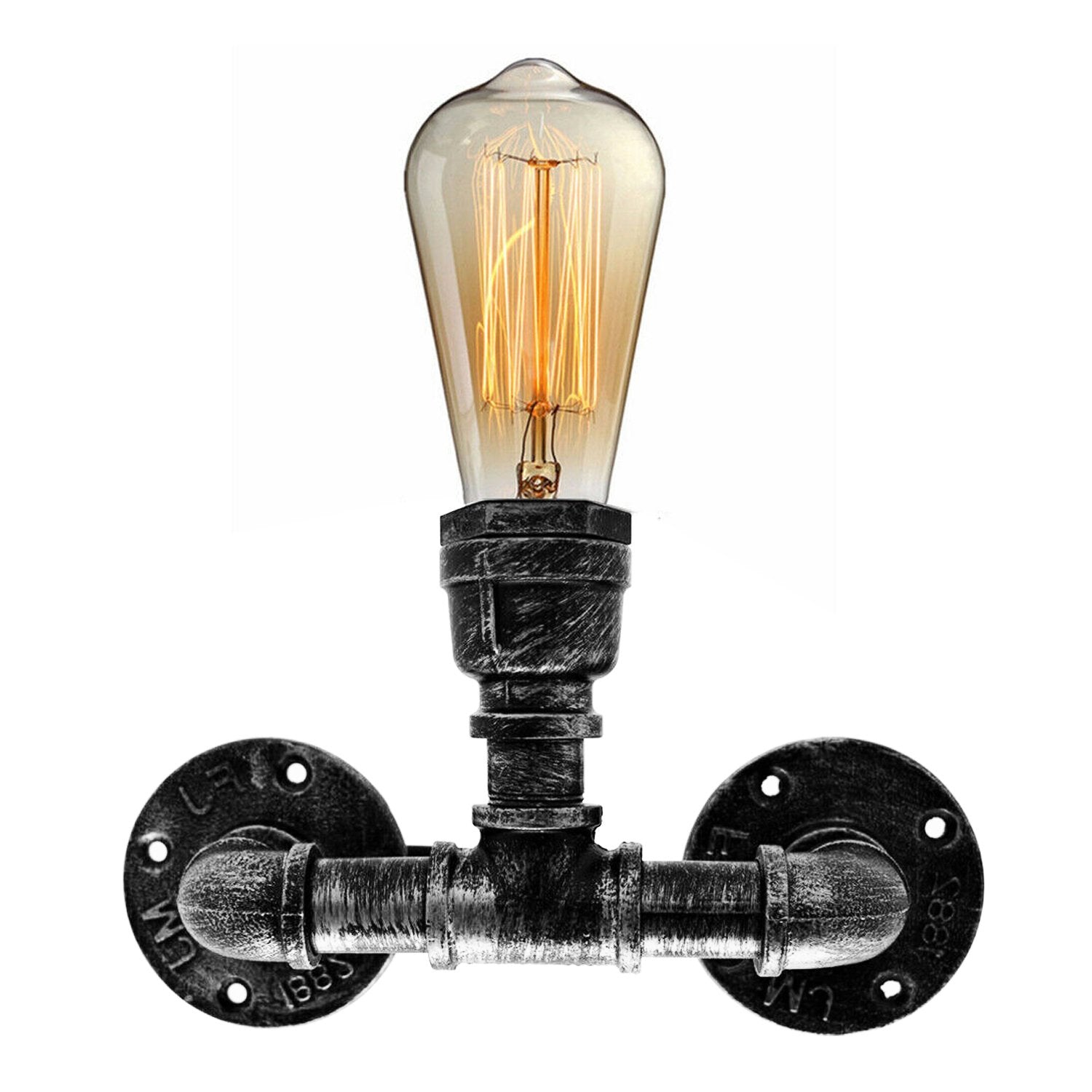 Vintage Waterpipe Steampunk lighting Wall Sconce-Black e27 lamp holder