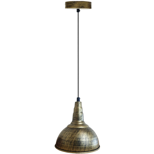 Brushed Brass Vintage Dome Shade Hanging Ceiling Pendant Light
