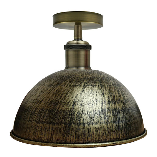 Metallic Brass Ceiling Light Rustic Brushed Brass Metal Lampshade