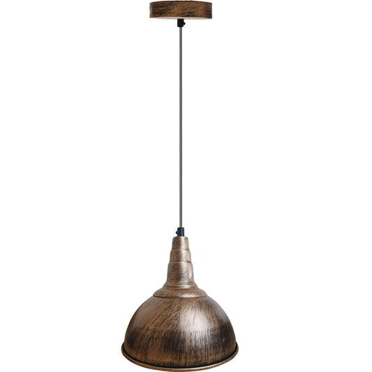 Brushed Copper Vintage Dome Shade Hanging Ceiling Pendant Light