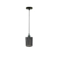 Brushed silver cage pendant light with drum design, perfect for modern home decor