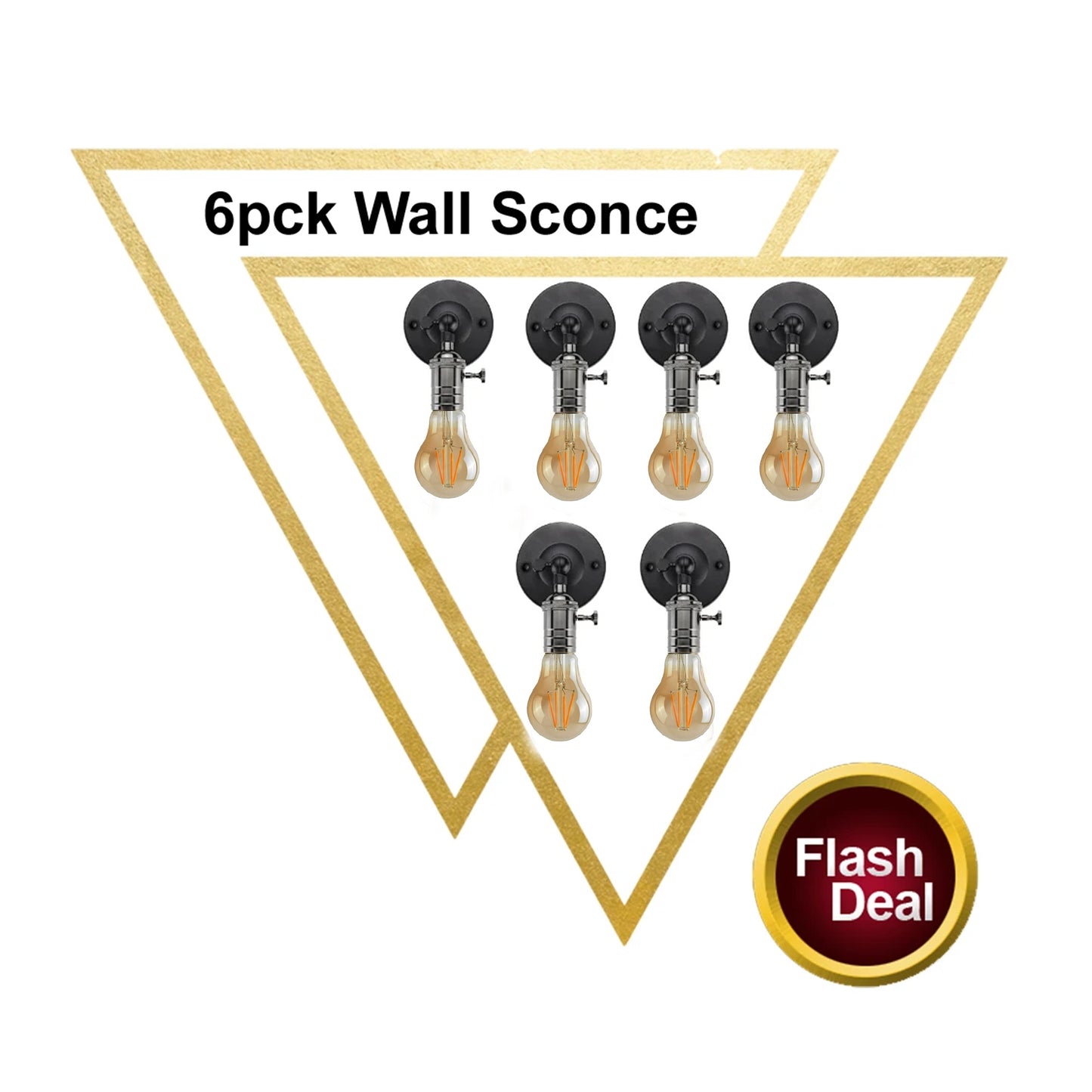 6 Pack Black Vintage Sconce E27 Industrial Edison Wall Loft Retro Lamp Bulb Holder~1620