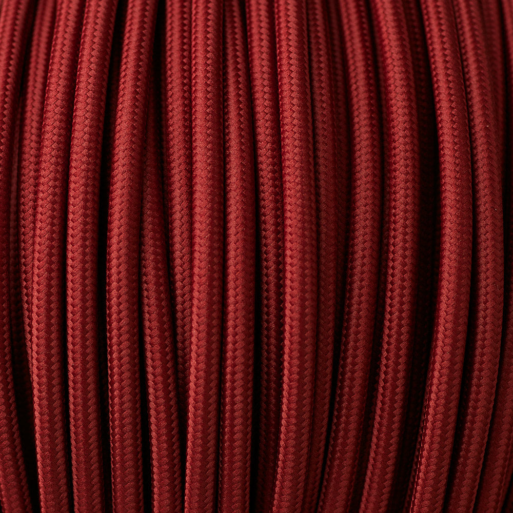 Vintage Burgundy Fabric 2 Core Round Italian Braided Cable 0.75mm - Vintagelite