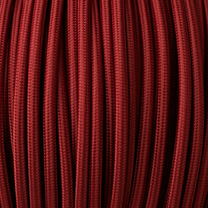 Vintage Burgundy Fabric 3 Core Round Italian Braided Cable 0.75mm - Vintagelite