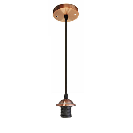 Copper E27 Ceiling Rose Light PVC Fabric Flex Pendant Lamp Holder Fitting - Vintagelite