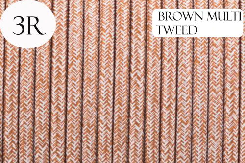 Fabric Braided Electric Textile Cable-Brown Multi Tweed