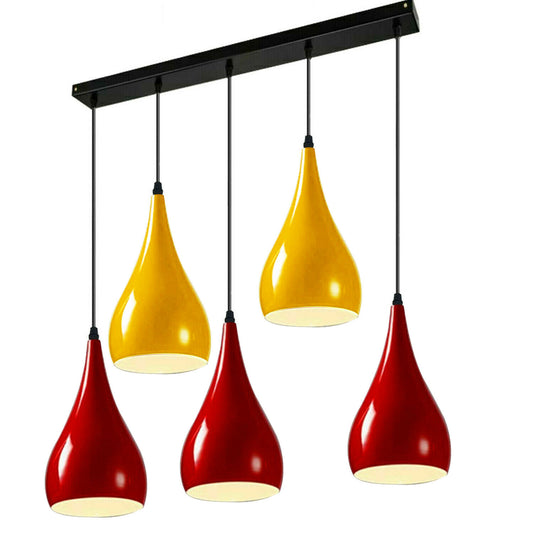 Red &Yellow Modern 5 Way Ceiling Cluster Teardrop Pendant lights