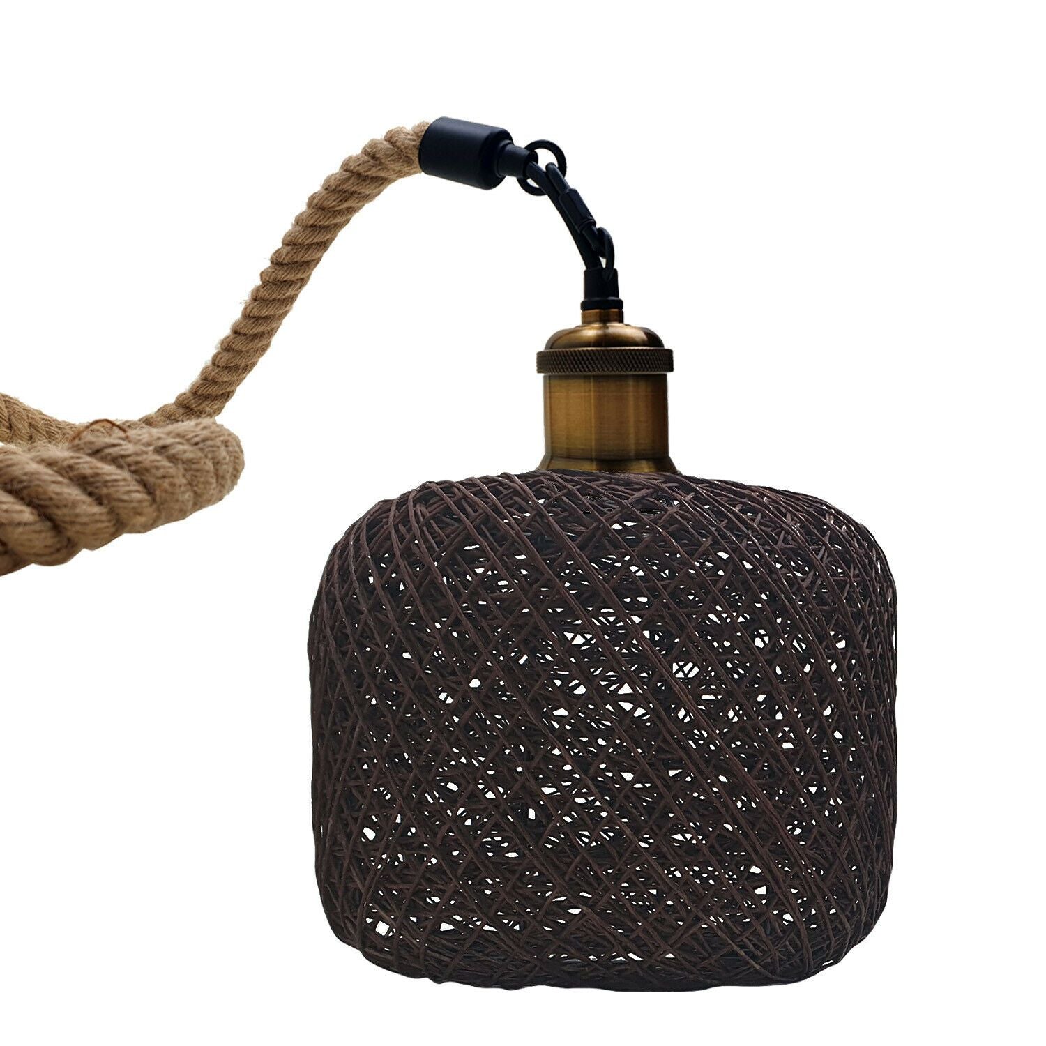 Industrial Vintage Rope Rattan Woven Dome Shade Pendant Lights