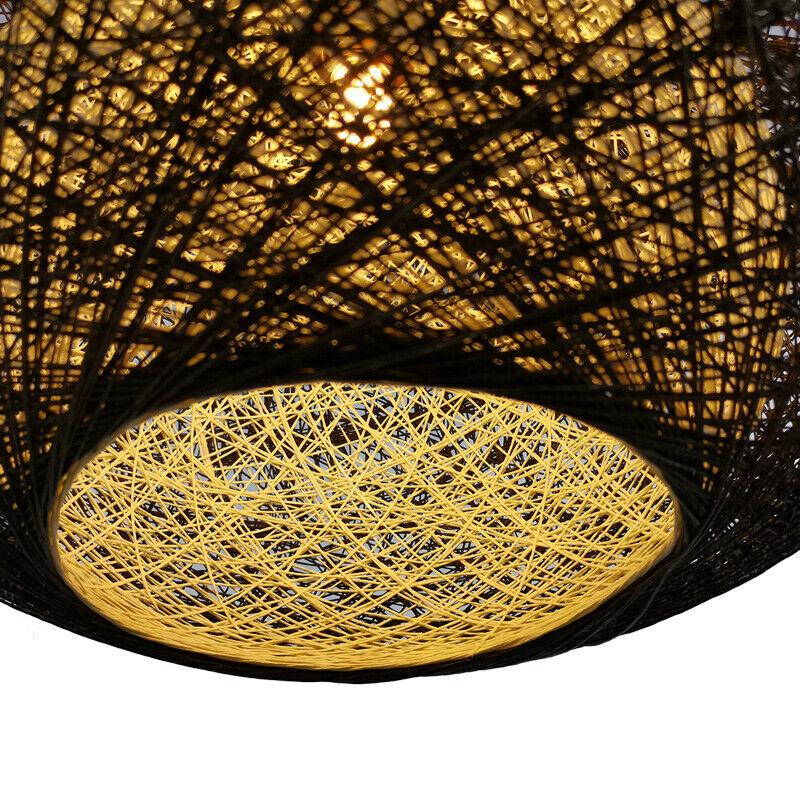 Industrial Vintage Rope Rattan Woven Dome Shade Pendant Lights