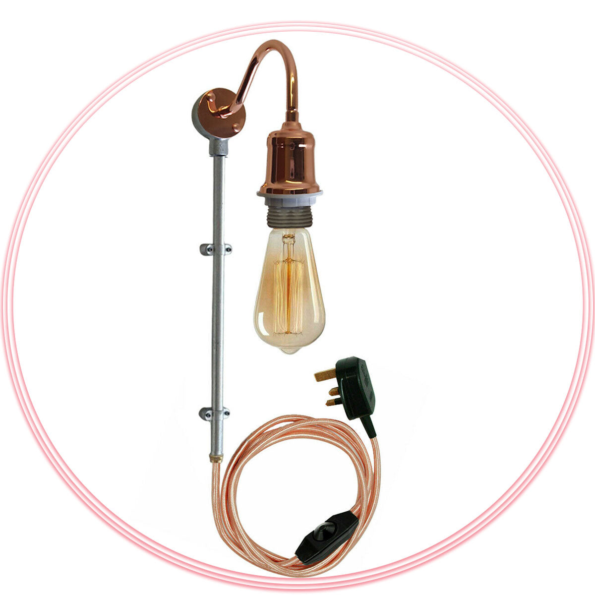 Modern Swan Neck Wall Sconces 2m Fabric Plug Dimmer Switch Light