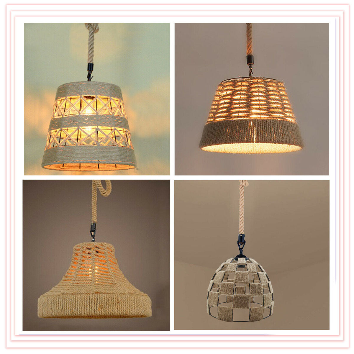 Retro Nostalgic Style Hemp Rope Shade Pendant Light|Vintagelite.UK