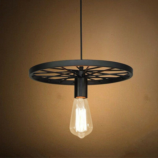 Industrial Retro Rustic Wheel Hanging Ceiling Lighting Pendants~1904