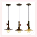 Water Pipe European Style Cone Shade Black Metal Pendant Light