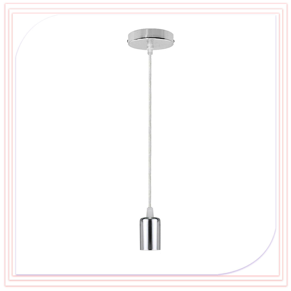 Vintage Industrial E27 Base Chrome Hanging Pendant Lamp Holder