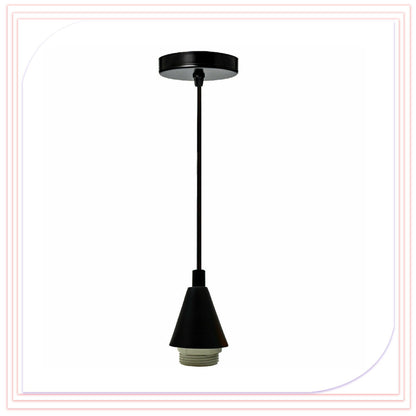 Vintage Black Cone Ceiling Rose E27 Set Pendant Light Holder