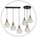  Black 3way Vintage Modern Industrial Wire Cage Pendant Light