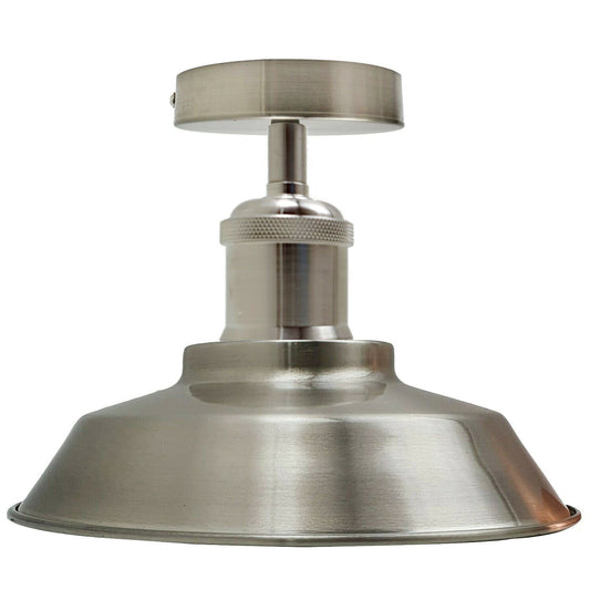 Ceiling Light Retro Flush Mount Ceiling Lamp Shade Fitting Satin Nickel~1925 - LEDSone UK Ltd