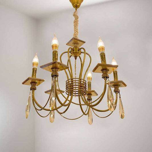 Industrial Gold Bronze 6 light E14 Bulb Hanging chandelier Pendant Lamp-App 1