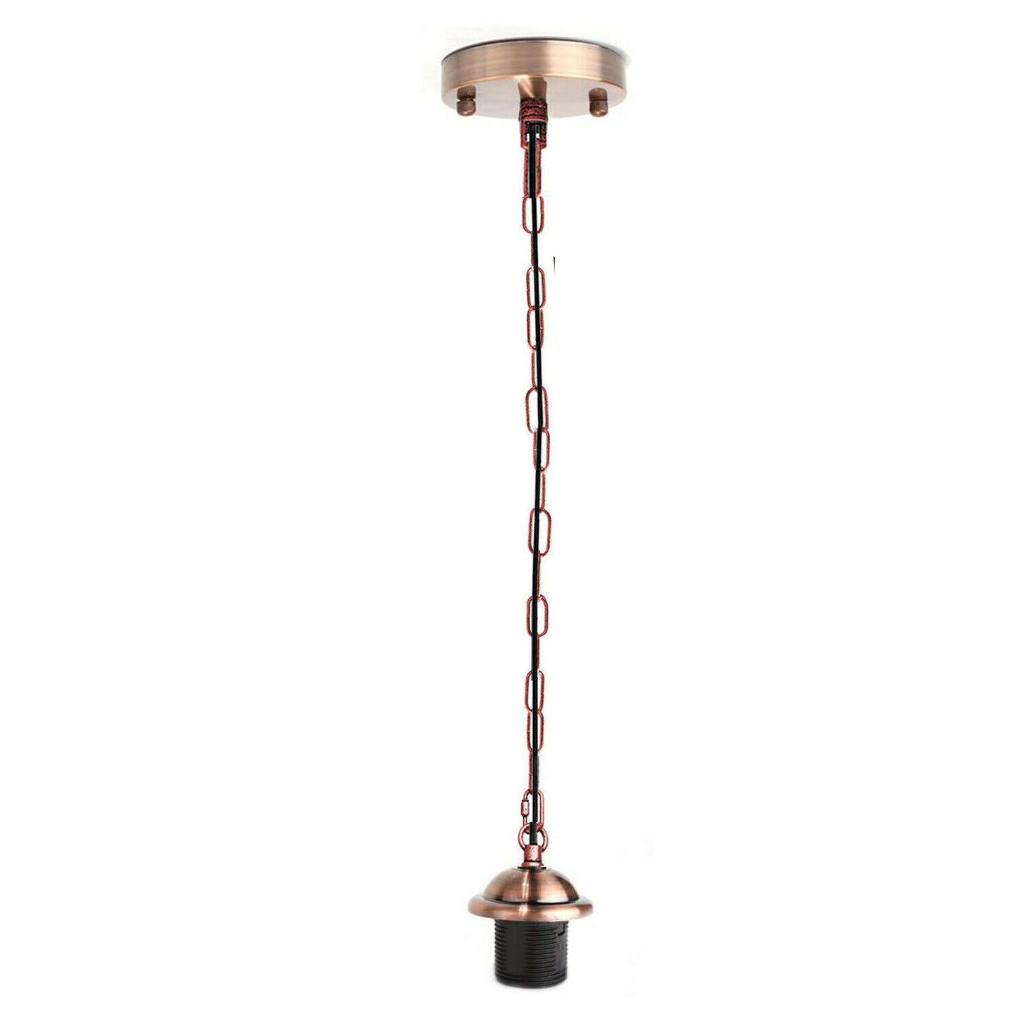 Vintage Ceiling Rose Chain E27 Base Pendant Copper Lamp Holder