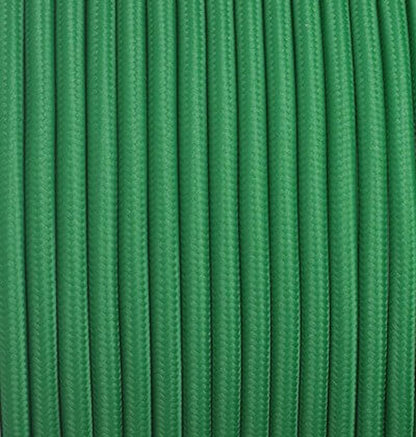 Vintage Green Fabric 2 Core Round Italian Braided Cable 0.75mm - Vintagelite