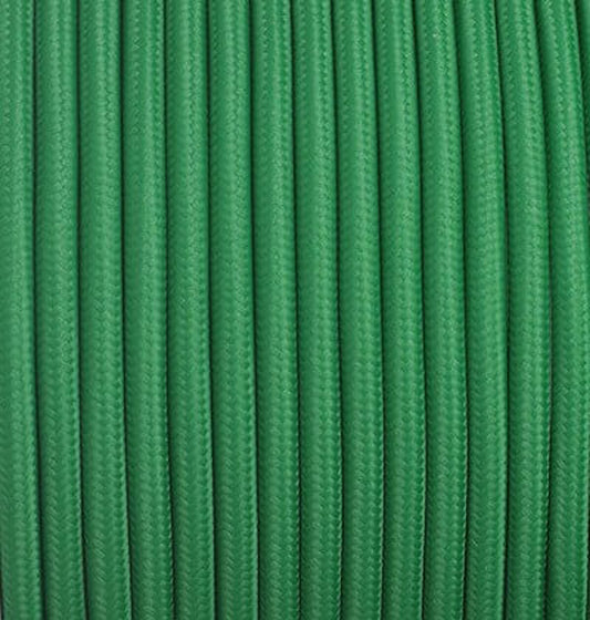 Vintage Green Fabric 2 Core Round Italian Braided Cable 0.75mm - Vintagelite