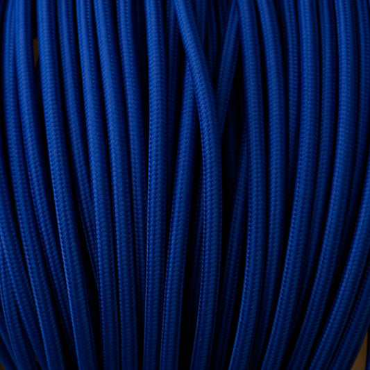 Vintage Dark Blue Fabric 3 Core Round Italian Braided Cable 0.75mm - Vintagelite