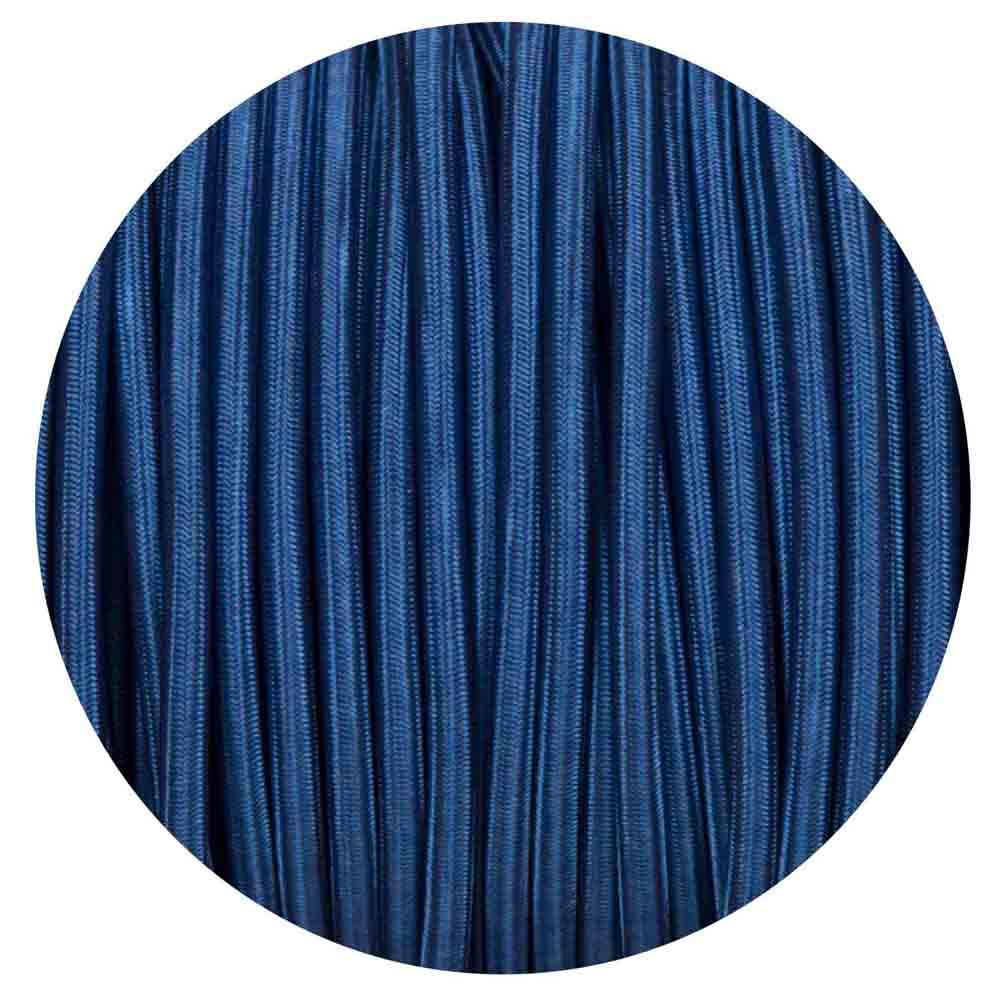 Vintage Dark Blue Fabric 2 Core Round Italian Braided Cable 0.75mm - Vintagelite