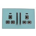 Decorative Blue Glossy Main Plug Two Gang Switch Socket Full Range UK - Vintagelite