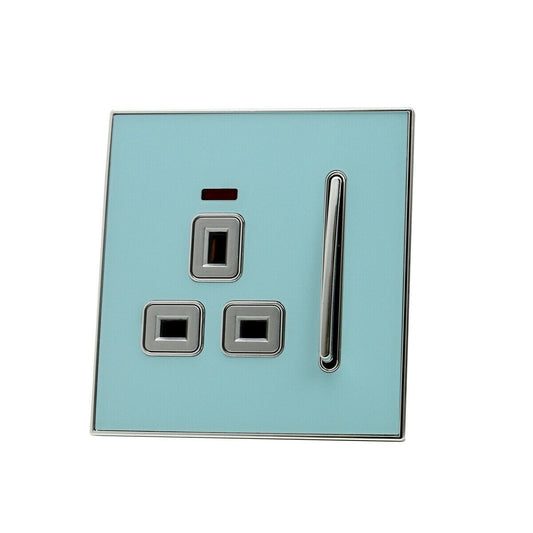 Decorative Blue Glossy  Main Plug One Gang  Switch Socket Full Range UK - Vintagelite