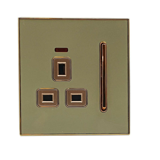 Decorative Satin Gold Glossy  Main Plug One Gang Switch Socket Full Range UK - Vintagelite