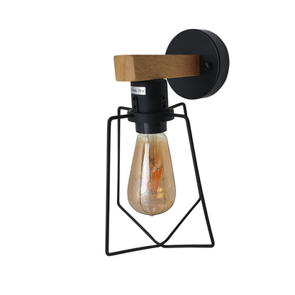 3 Pack E27 Modern Industrial Retro Wall Sconce Lights Fittings Indoor Sconce Wood Metal Lamp - Vintagelite