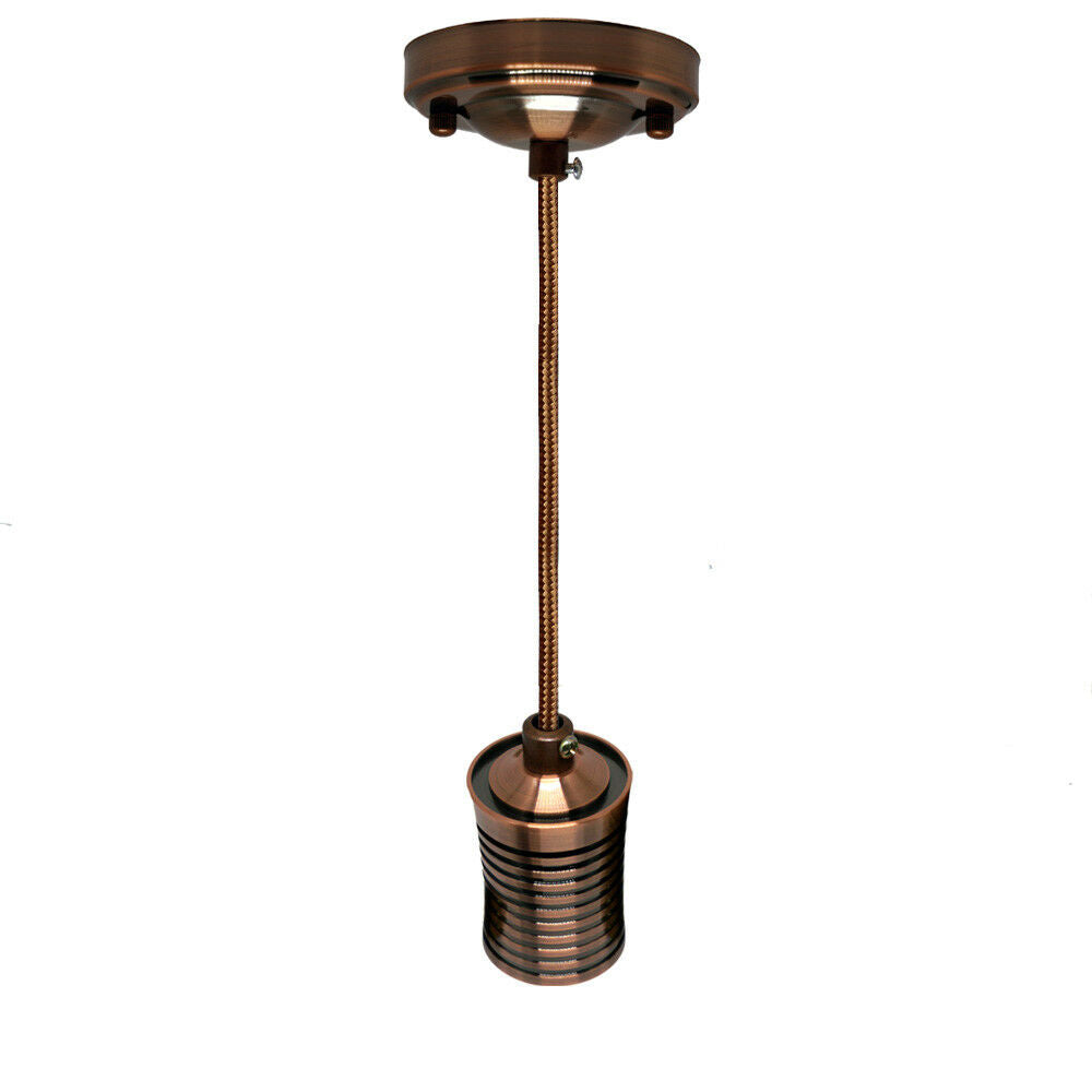 E27 Screw Ceiling Rose Light Fabric Flex Copper Pendant Lamp Holder - Vintagelite